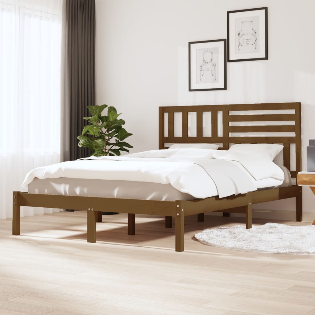 vidaXL Bed Frame without Mattress Honey Brown 120x190 cm Small Double Solid Wood Pine