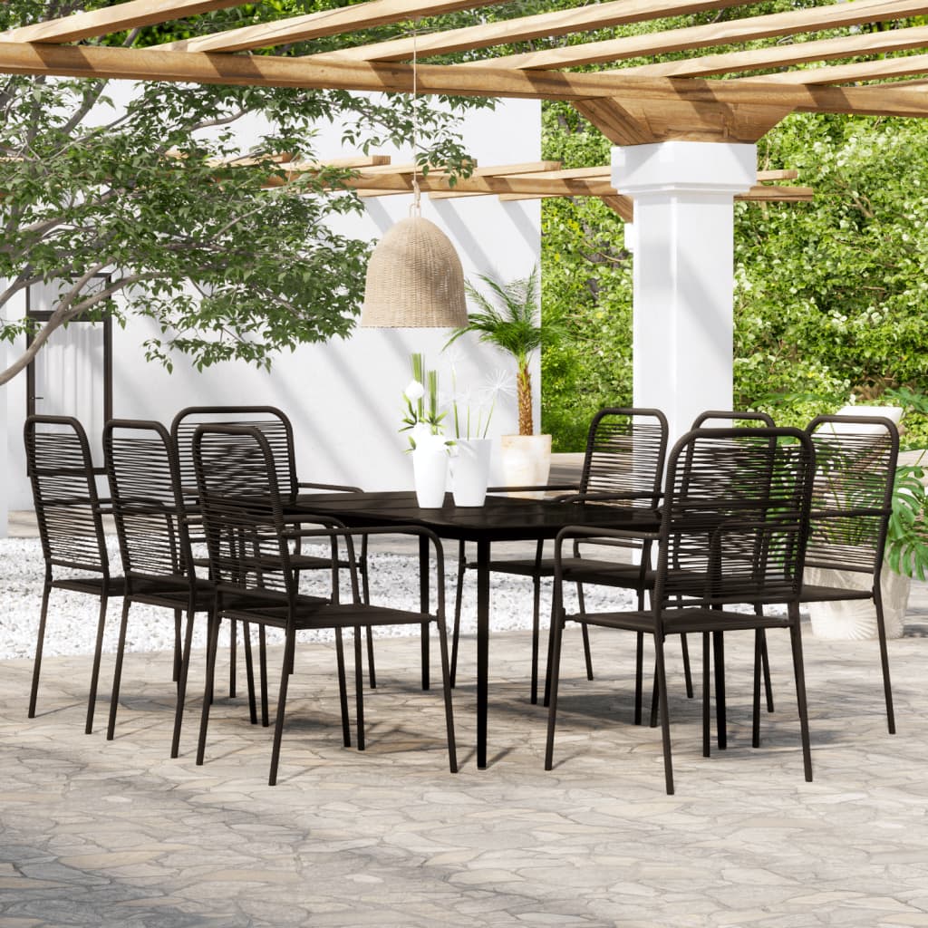 vidaXL 9 Piece Garden Dining Set Black