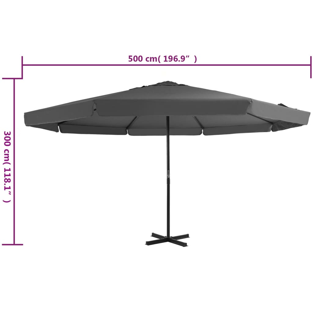 vidaXL Garden Parasol with Aluminium Pole 500 cm Anthracite