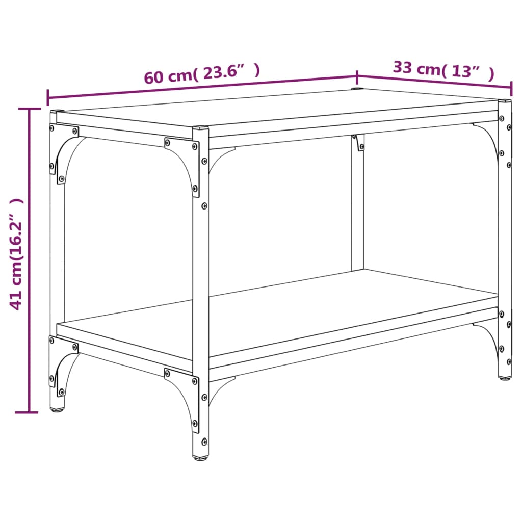 vidaXL TV Cabinet Brown Oak 60x33x41 cm Engineered Wood and Steel