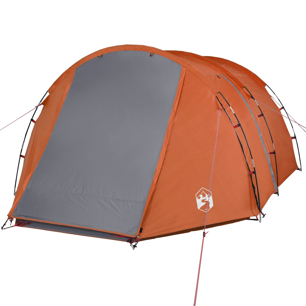 vidaXL Camping Tent Tunnel 4-Person Grey and Orange Waterproof