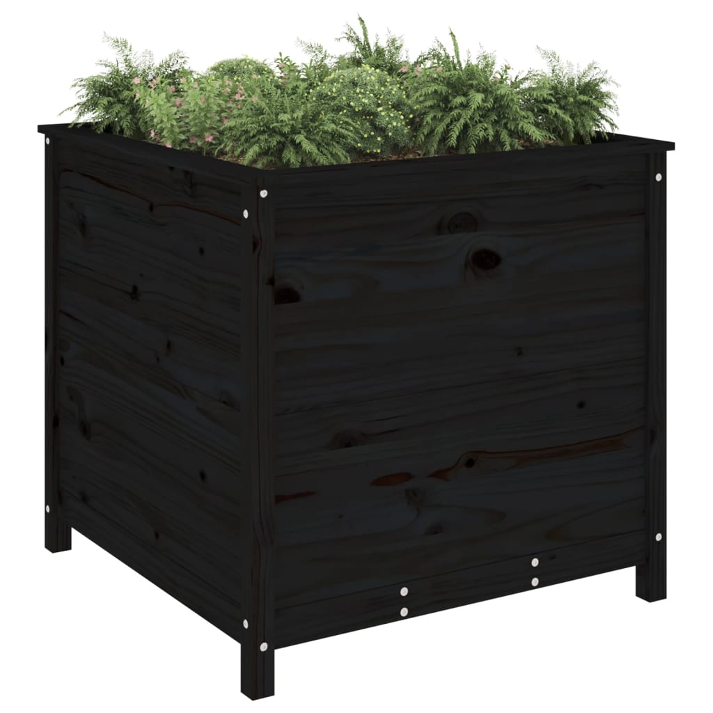 vidaXL Garden Planter Black 82.5x82.5x78 cm Solid Wood Pine