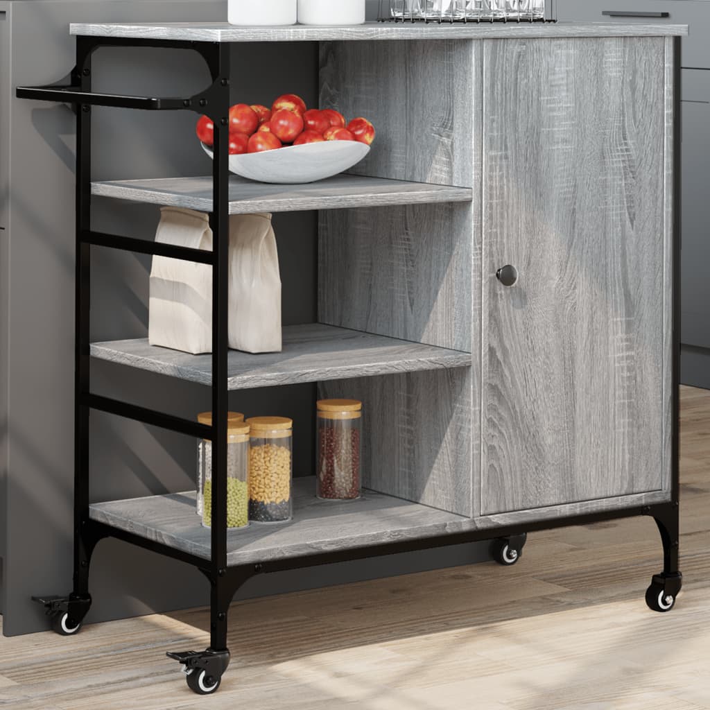 vidaXL Kitchen Trolley Grey Sonoma 87.5x38.5x84.5 cm Engineered Wood