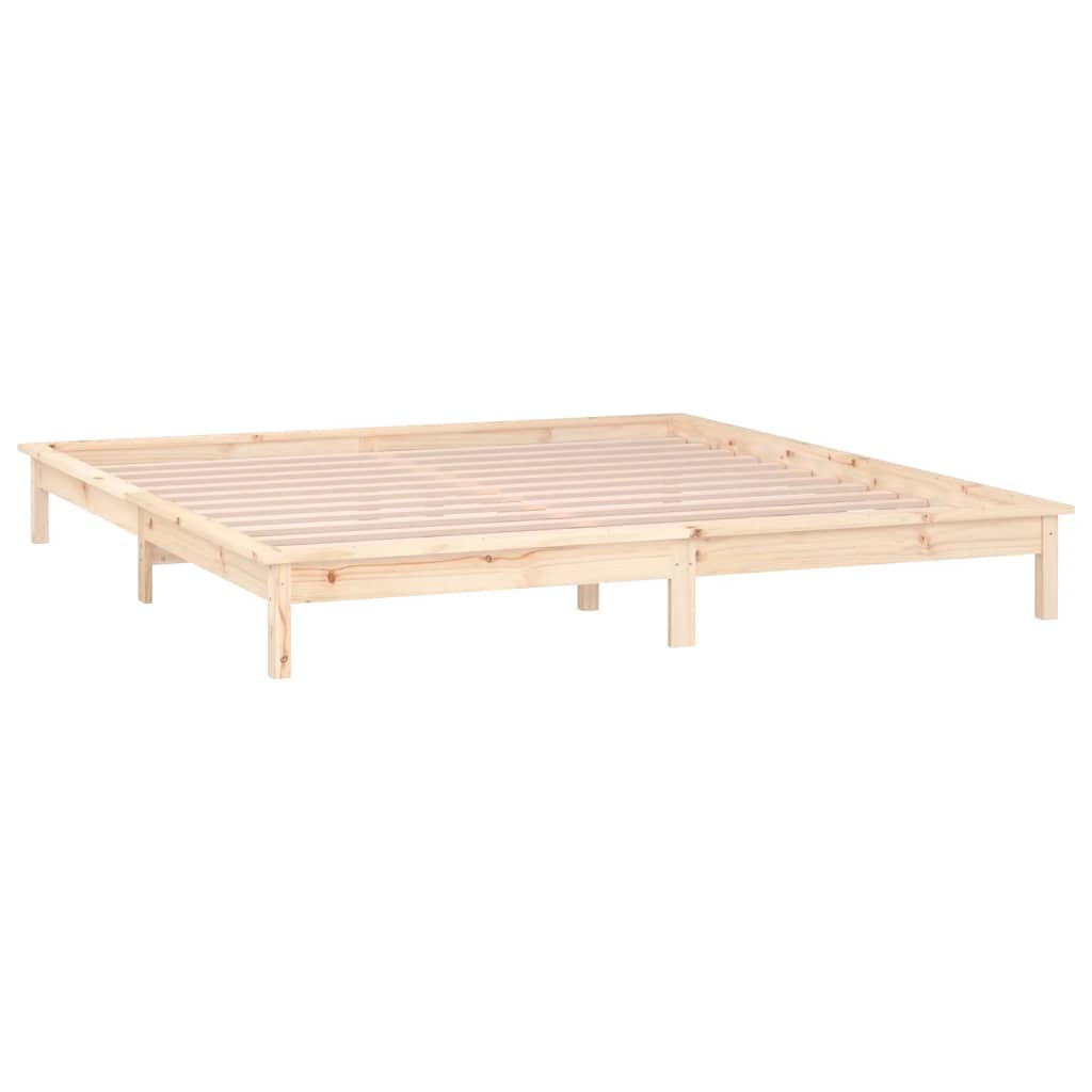 vidaXL LED Bed Frame without Mattress 140x190 cm Solid Wood