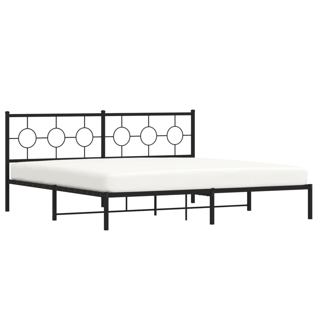 vidaXL Metal Bed Frame without Mattress with Headboard Black 193x203 cm