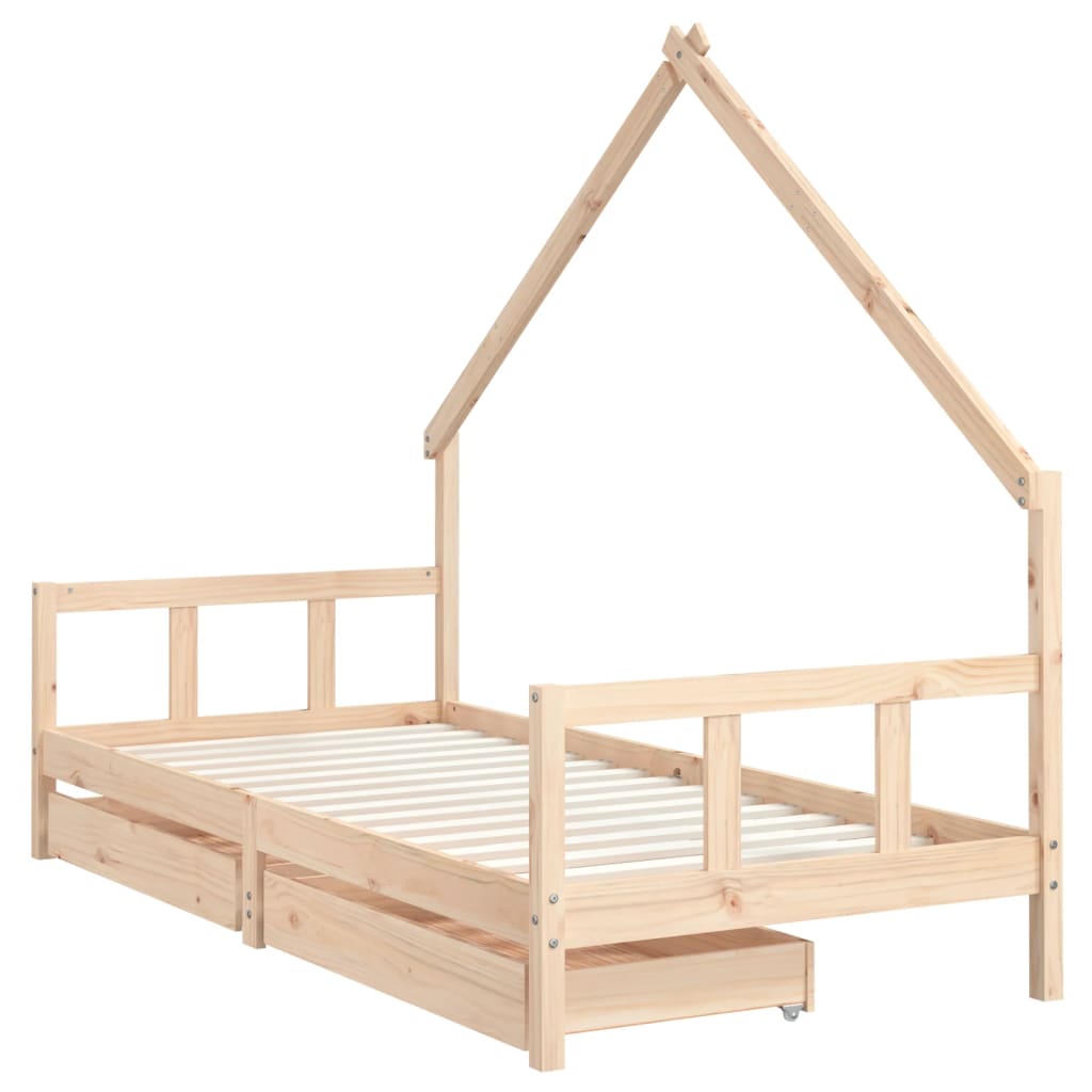 vidaXL Kids Bed Frame with Drawers 90x190 cm Solid Wood Pine