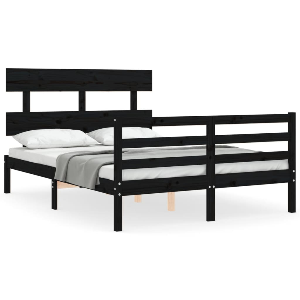 vidaXL Bed Frame without Mattress Black 120x200 cm Solid Wood