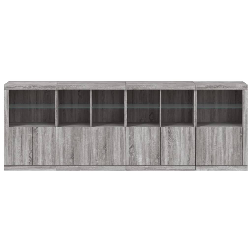 vidaXL Sideboard with LED Lights Grey Sonoma 283x37x100 cm