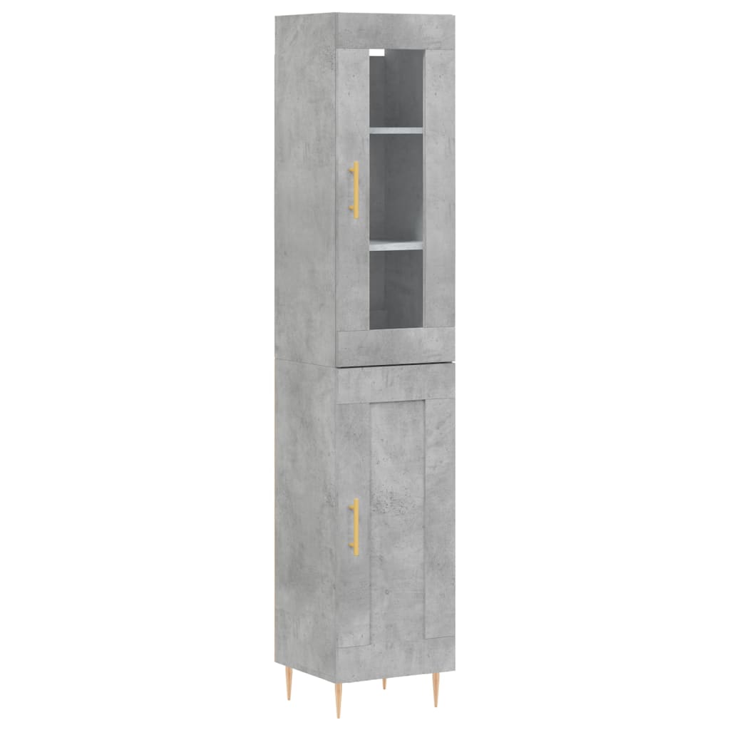 vidaXL Highboard Concrete Grey 34.5x34x180 cm Engineered Wood