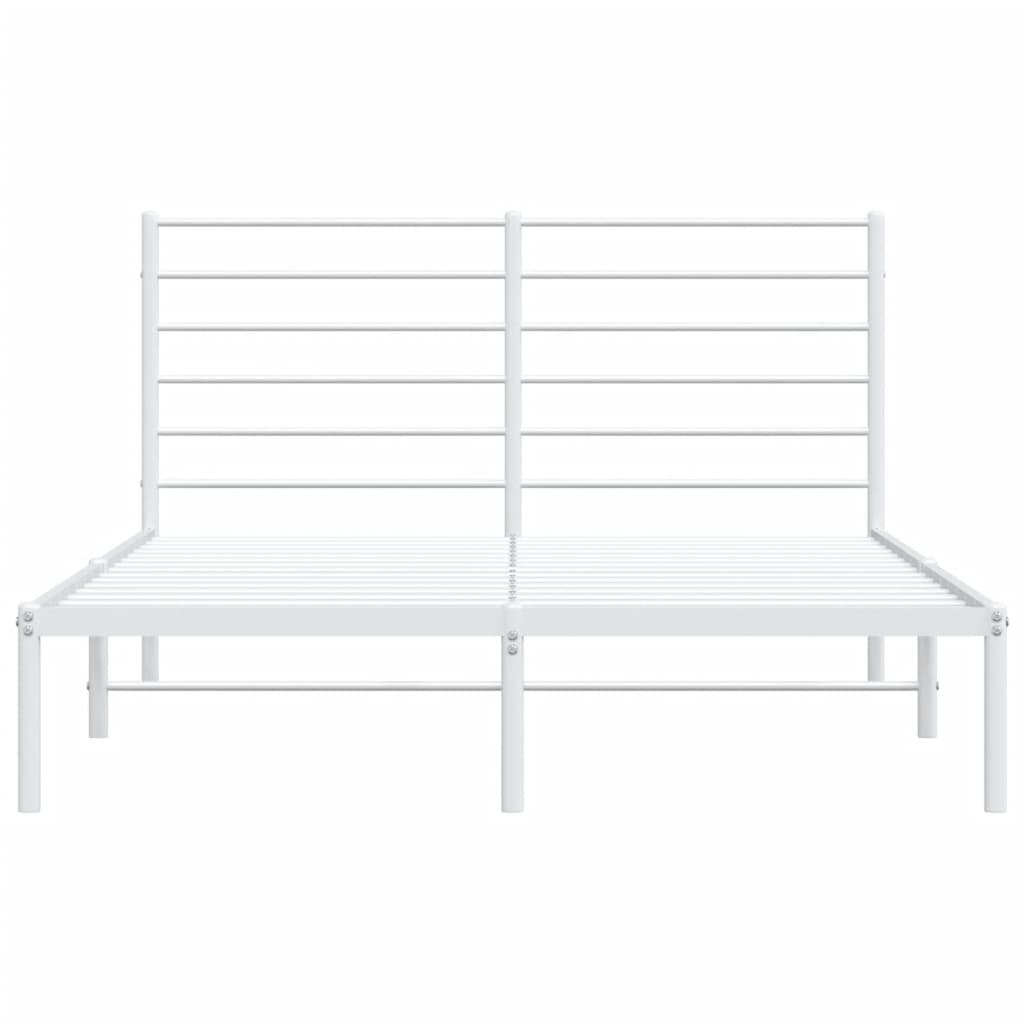 vidaXL Metal Bed Frame without Mattress with Headboard White 140x190 cm