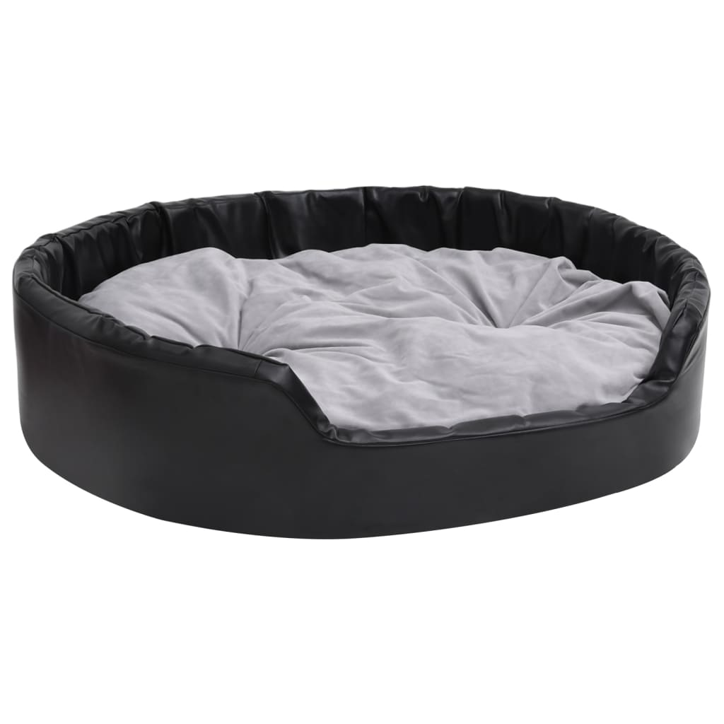 vidaXL Dog Bed Black and Grey 99x89x21 cm Plush and Faux Leather