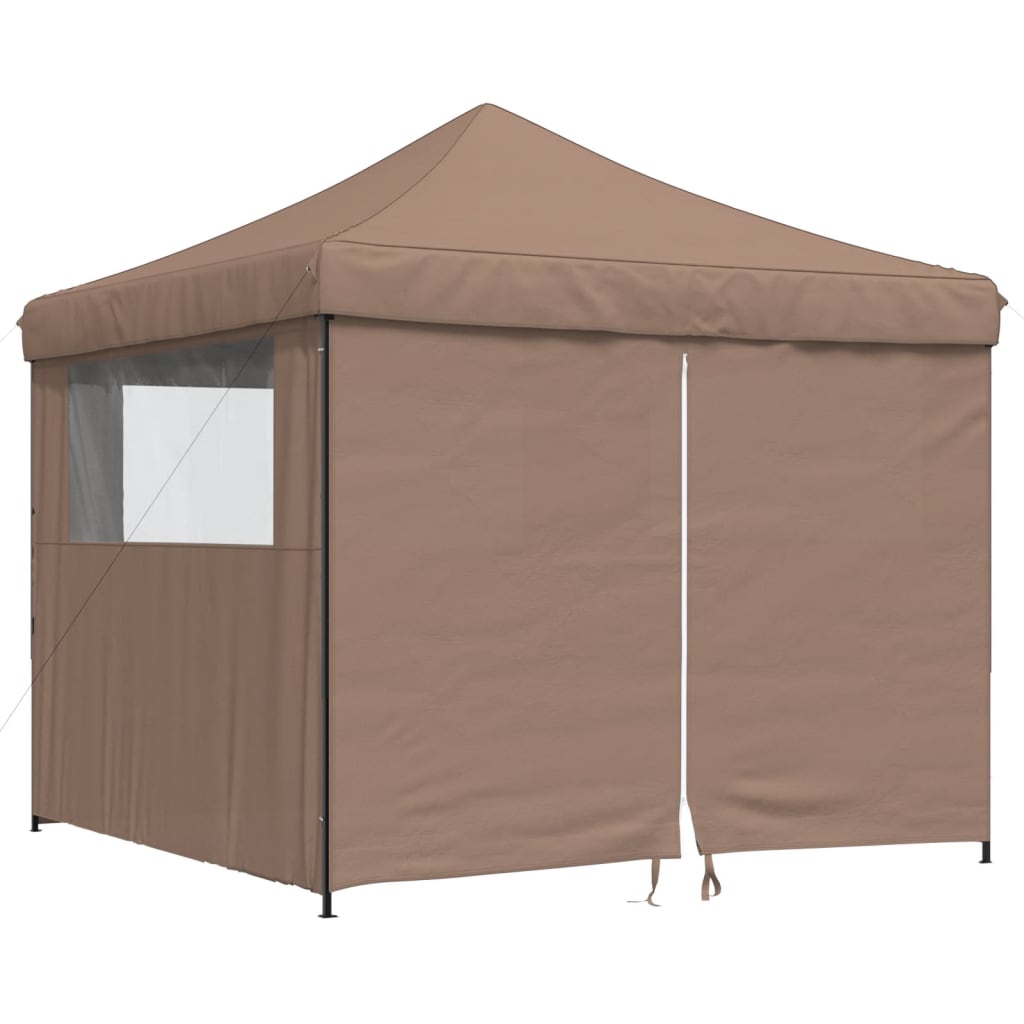 vidaXL Foldable Party Tent Pop-Up with 4 Sidewalls Brown