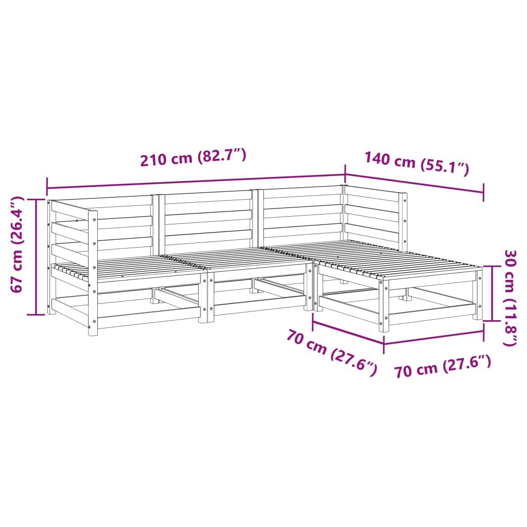 vidaXL 4 Piece Garden Sofa Set Impregnated Wood Pine