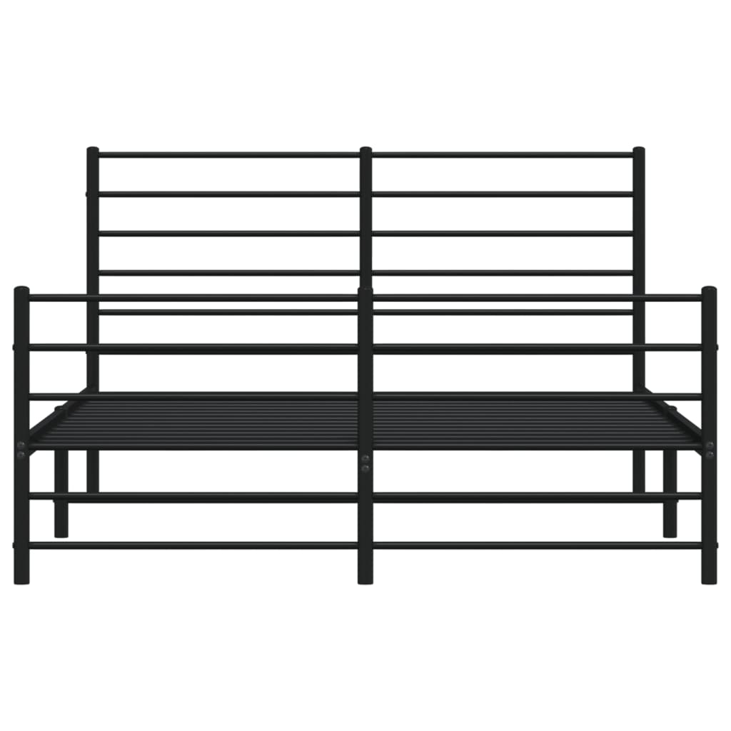 vidaXL Metal Bed Frame without Mattress with Footboard Black 160x200 cm