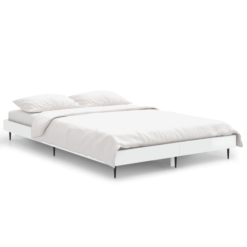 vidaXL Bed Frame without Mattress High Gloss White 120x190 cm Small Double