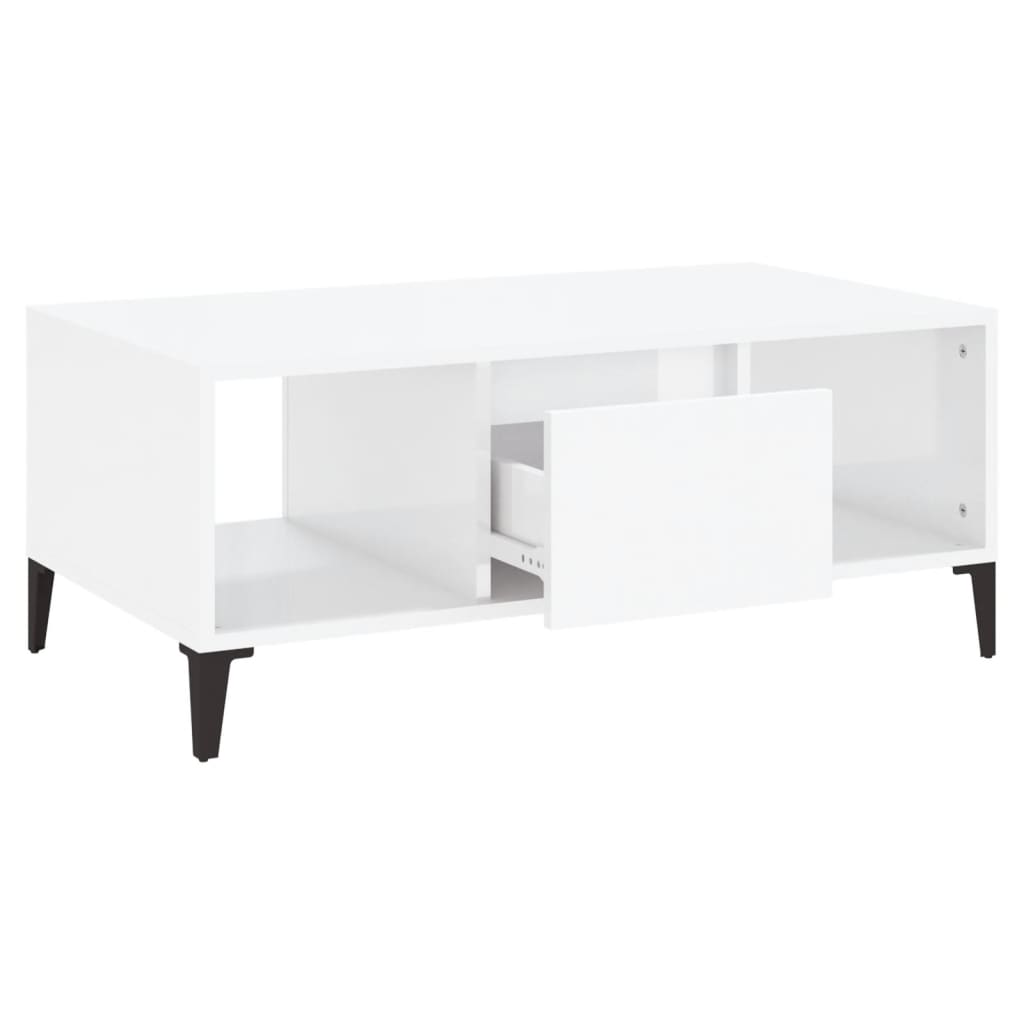 vidaXL Coffee Table High Gloss White 90x50x36.5 cm Engineered Wood