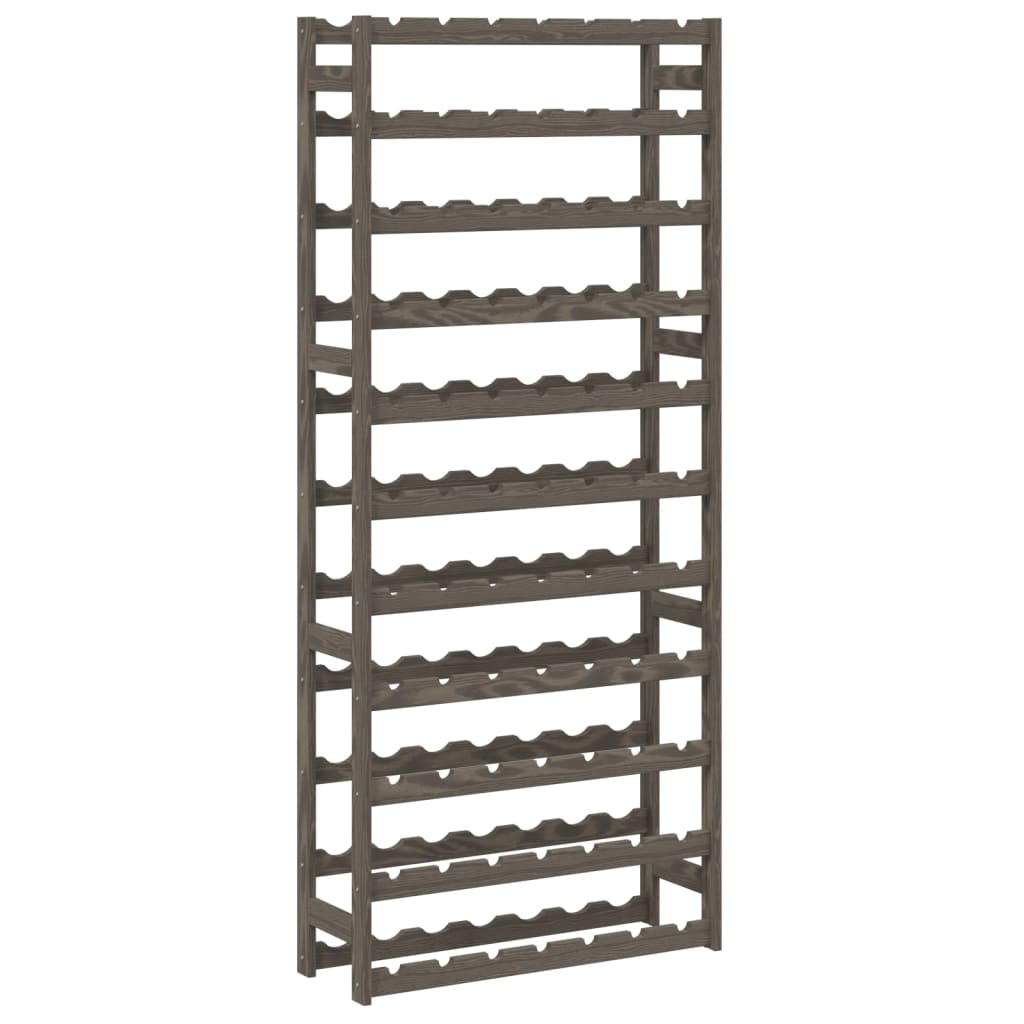 vidaXL Wine Rack for 77 Bottles Grey Solid Wood Pine