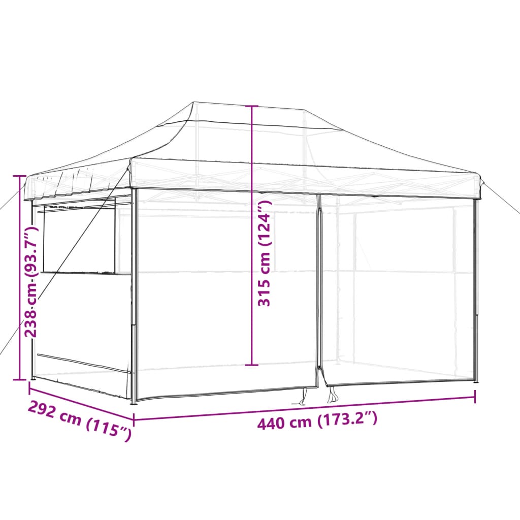 vidaXL Foldable Party Tent Pop-Up with 4 Sidewalls Taupe