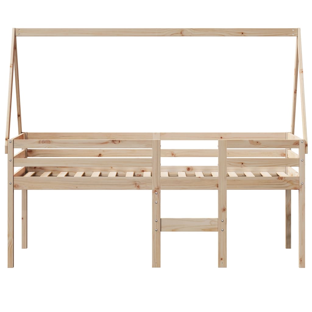 vidaXL High Sleeper Bed without Mattress 75x190 cm Small Single Solid Wood Pine