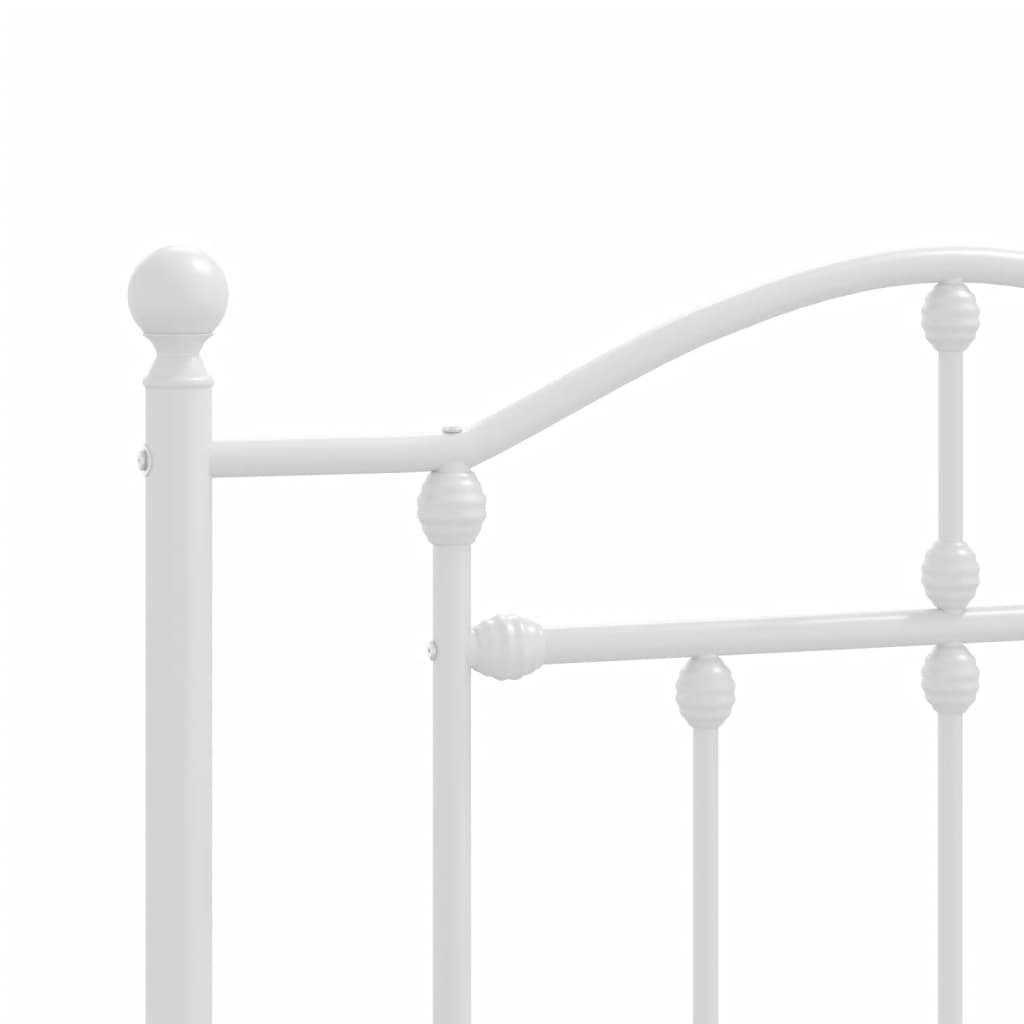 vidaXL Metal Bed Frame without Mattress with Headboard White 100x200 cm