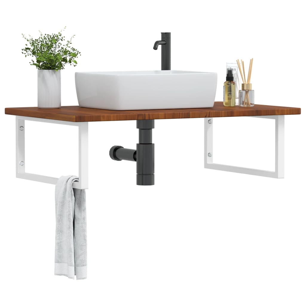 vidaXL Basin Shelf Wall Mounted Steel and Solid Wood Oak