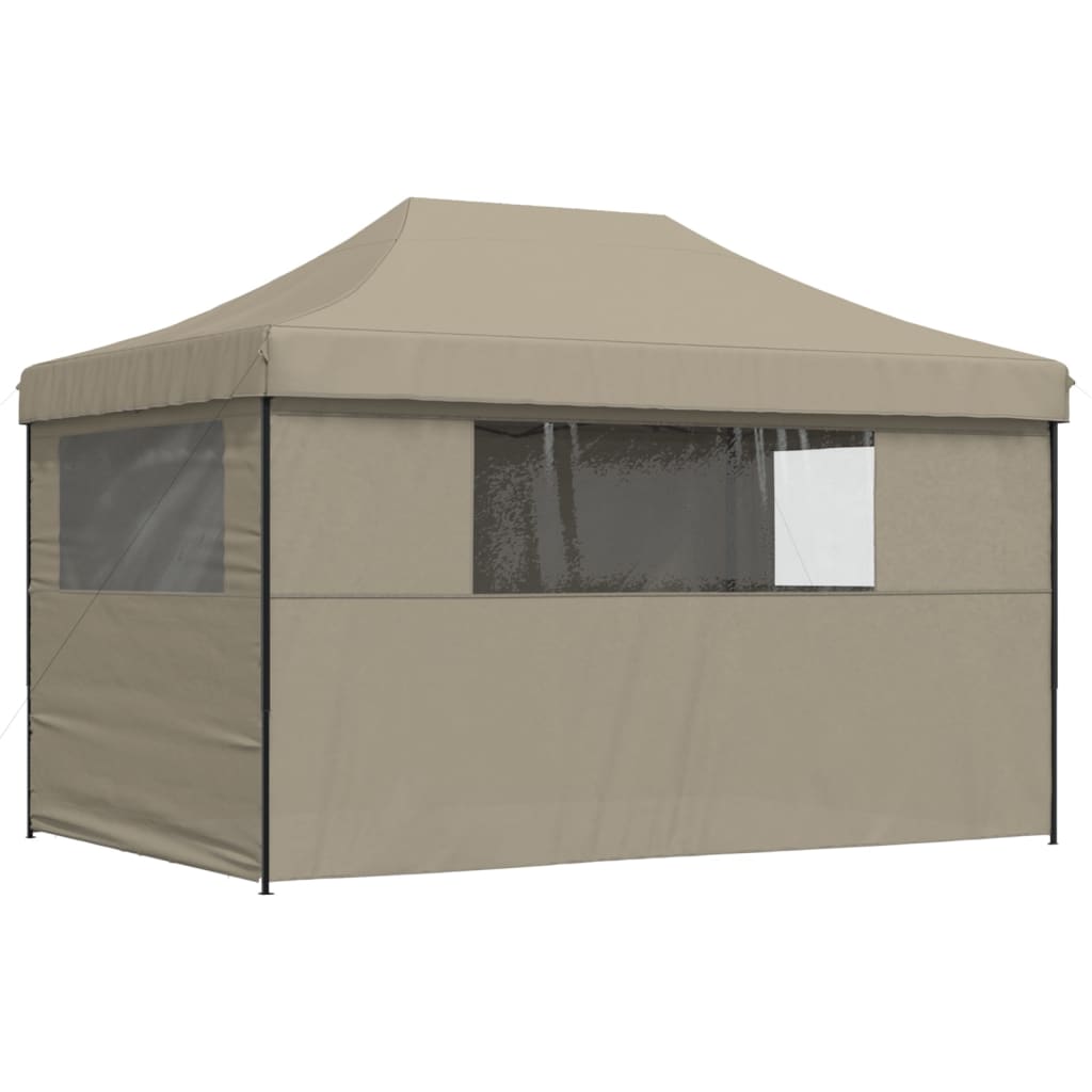 vidaXL Foldable Party Tent Pop-Up with 4 Sidewalls Taupe