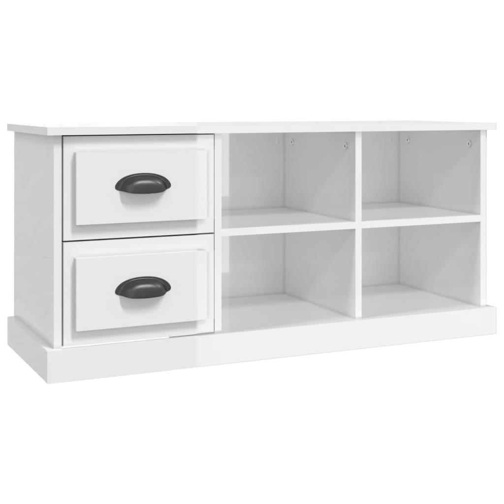 vidaXL TV Cabinet High Gloss White 102x35.5x47.5 cm Engineered Wood