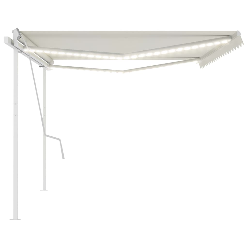 vidaXL Manual Retractable Awning with LED 5x3 m Cream