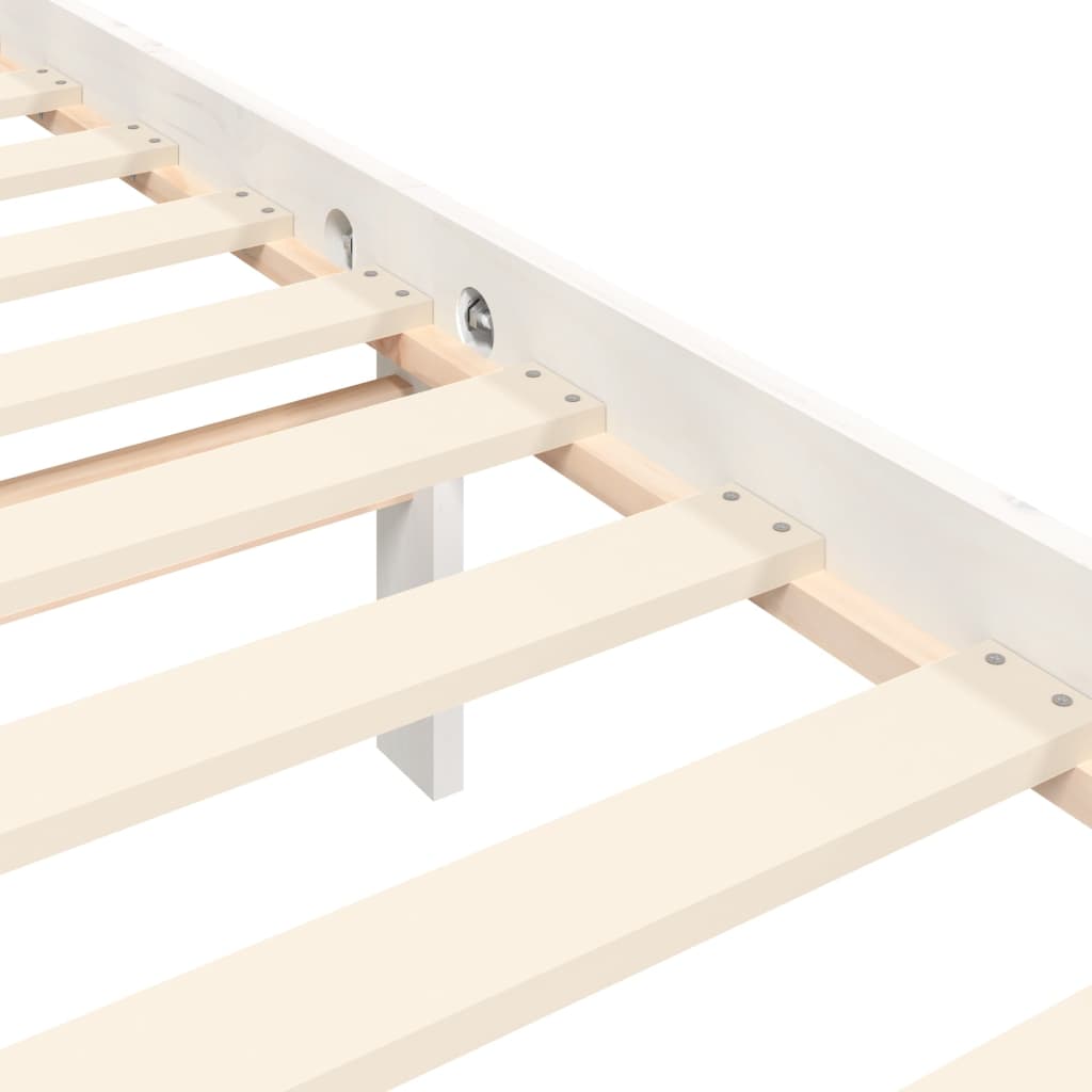 vidaXL Bed Frame without Mattress White Double Solid Wood Pine