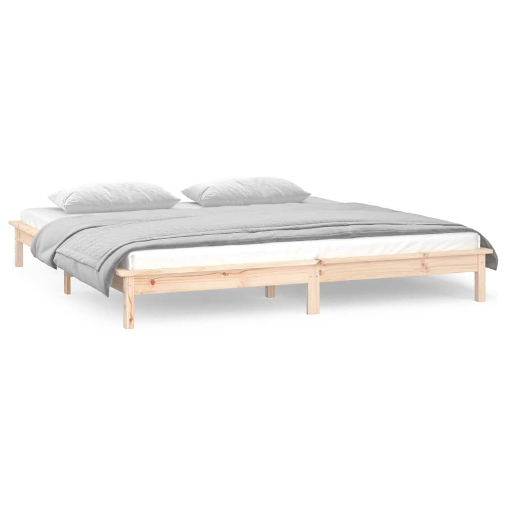 vidaXL LED Bed Frame without Mattress 135x190 cm Double Solid Wood