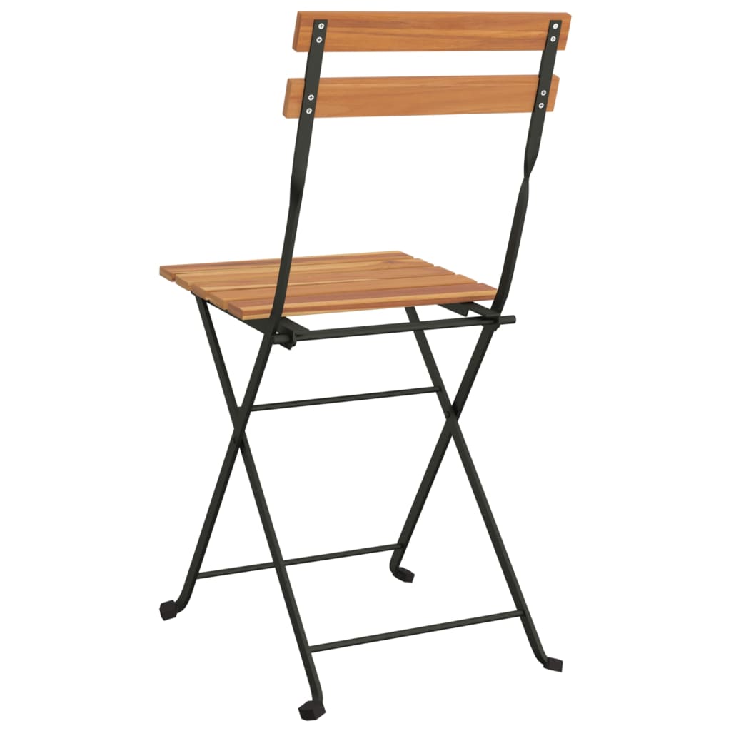 vidaXL Folding Bistro Chairs 2 pcs Solid Wood Teak and Steel