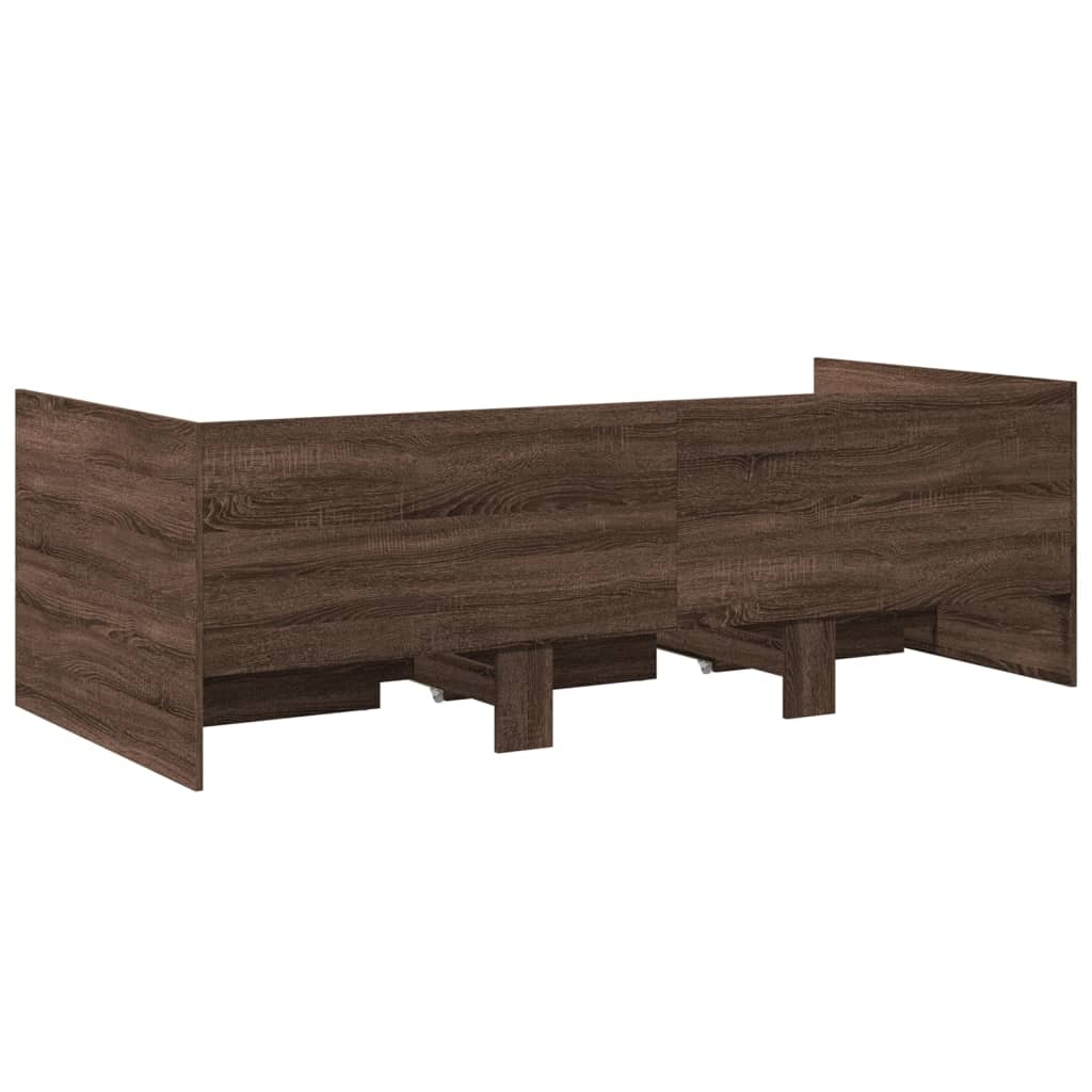 vidaXL Daybed with Drawers without Mattress Brown Oak 90x190 cm Single