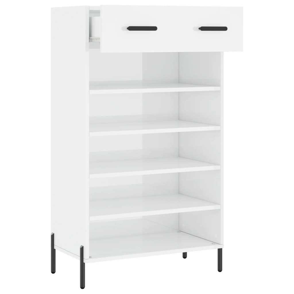 vidaXL Shoe Cabinet High Gloss White 60x35x105 cm Engineered Wood