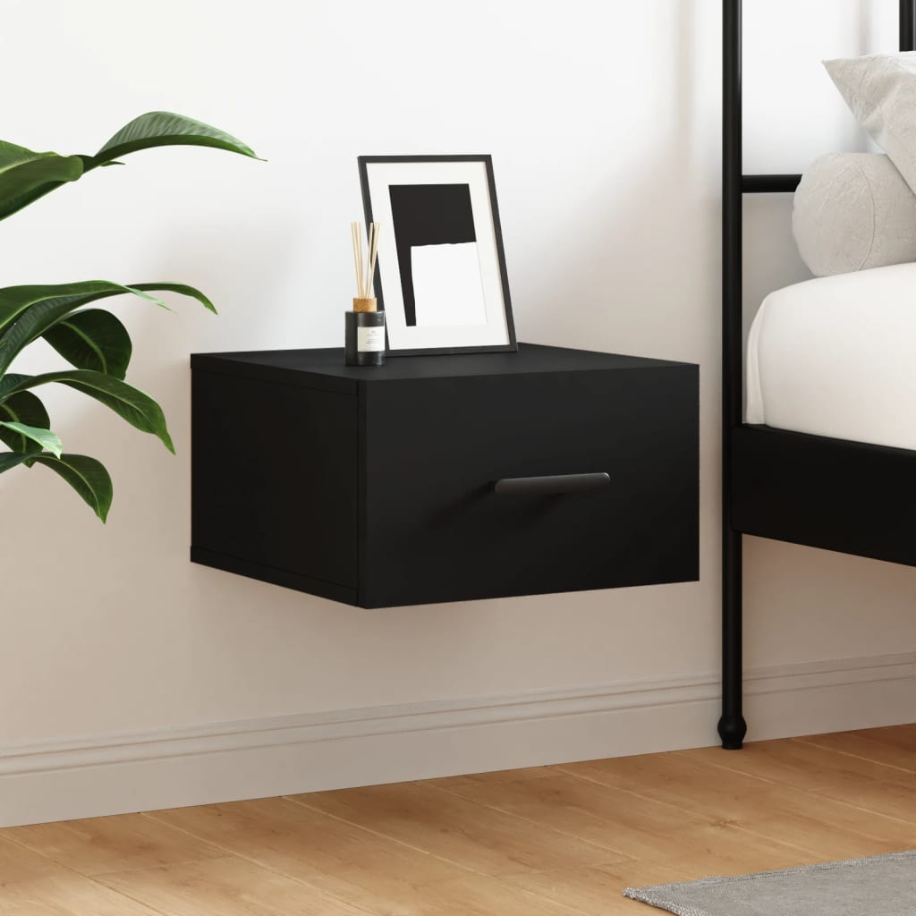 vidaXL Wall-mounted Bedside Cabinet Black 35x35x20 cm