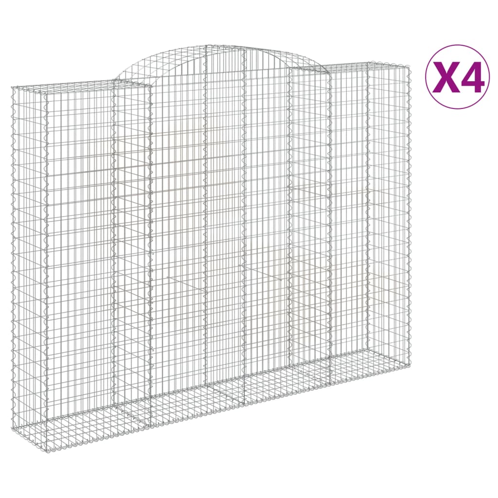 vidaXL Arched Gabion Baskets 4 pcs 300x50x220/240 cm Galvanised Iron