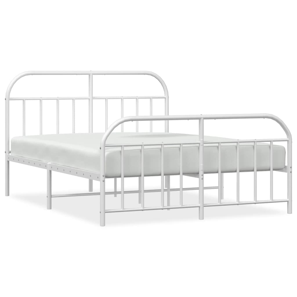 vidaXL Metal Bed Frame without Mattress with Footboard White 140x200 cm