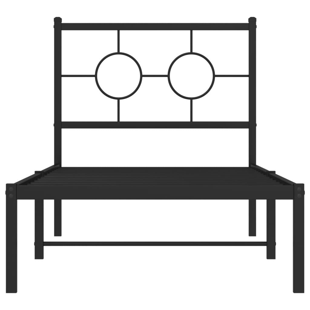 vidaXL Metal Bed Frame without Mattress with Headboard Black 75x190 cm Small Single