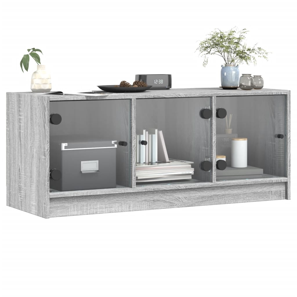 vidaXL TV Cabinet with Glass Doors Grey Sonoma 102x37x42 cm