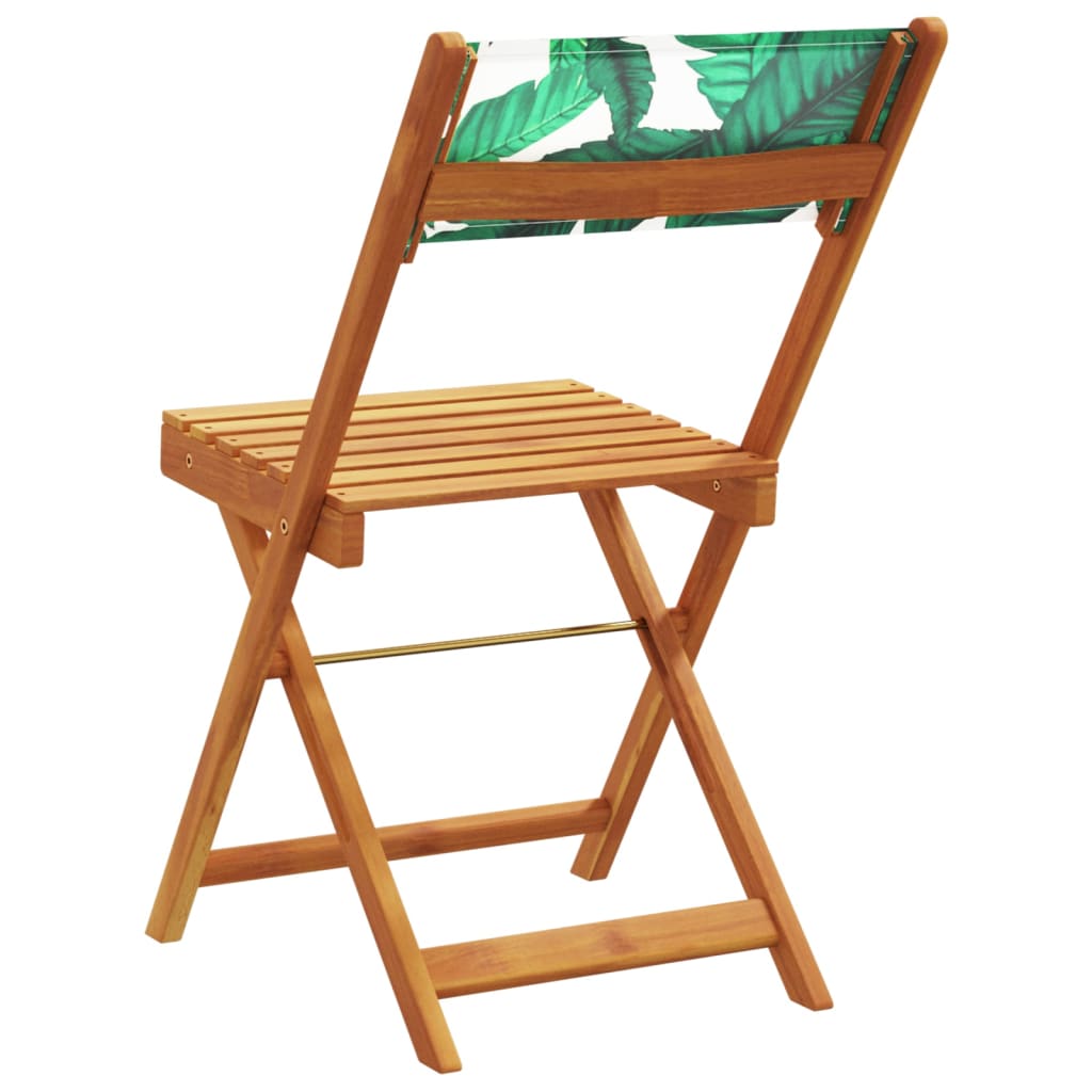 vidaXL Folding Garden Chairs 4 pcs Green Fabric and Solid Wood