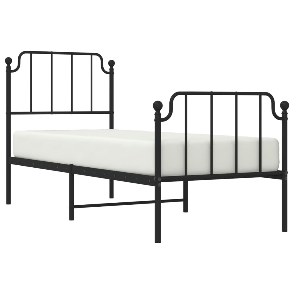 vidaXL Metal Bed Frame without Mattress with Footboard Black 80x200 cm