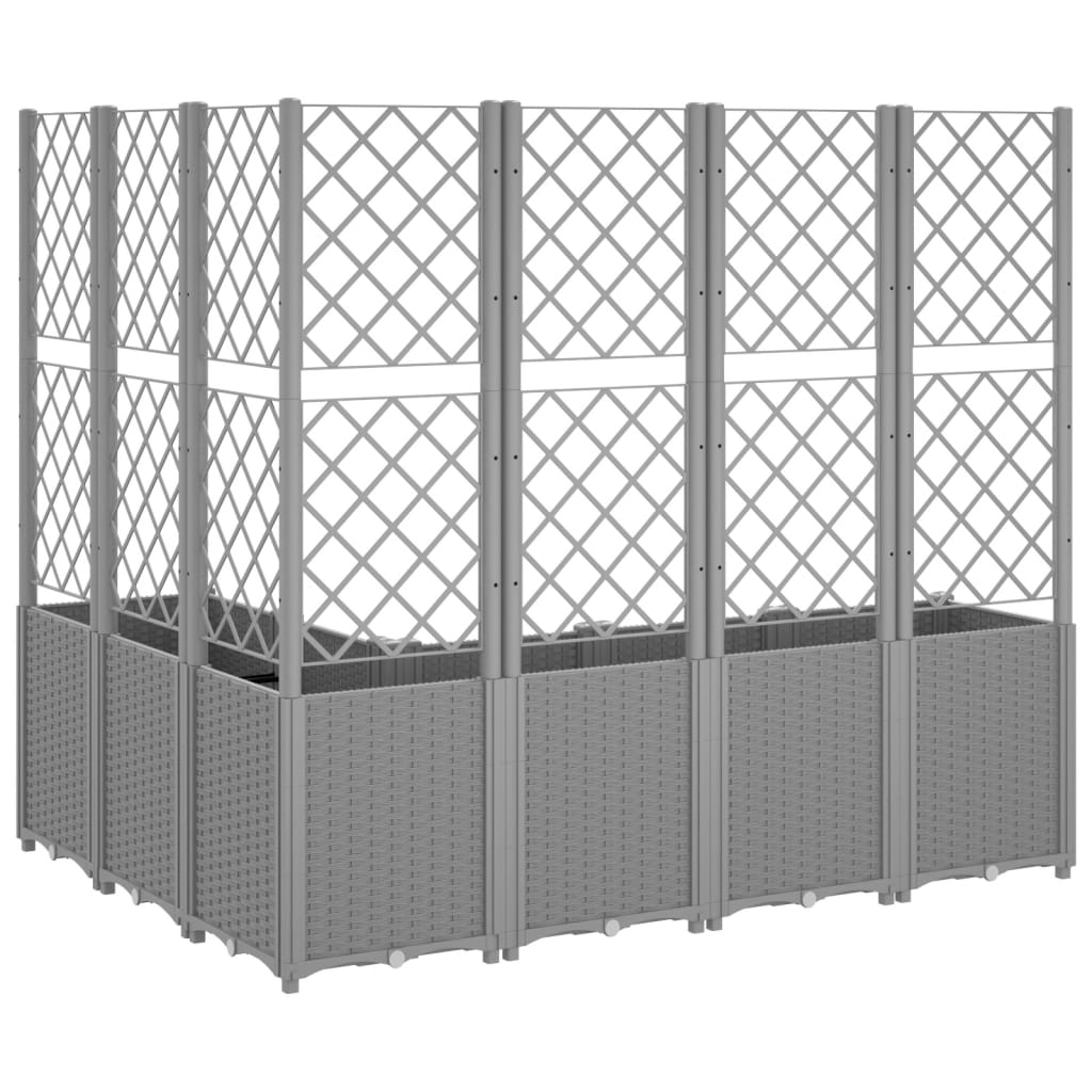 vidaXL Garden Planter with Trellis Light Grey 160x120x140 cm PP