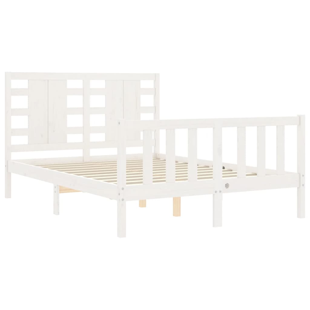 vidaXL Bed Frame without Mattress White Small Double Solid Wood Pine