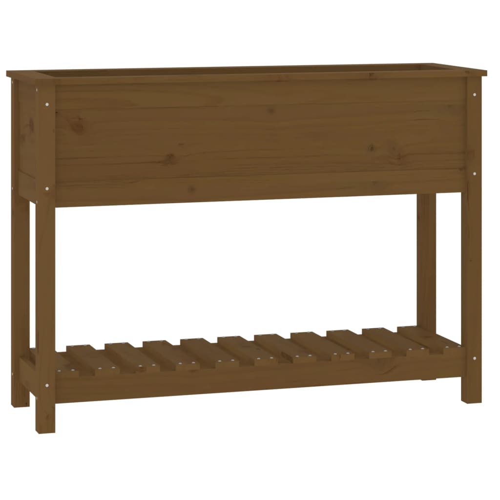 vidaXL Planter with Shelf Honey Brown 111.5x34.5x81 cm Solid Wood Pine