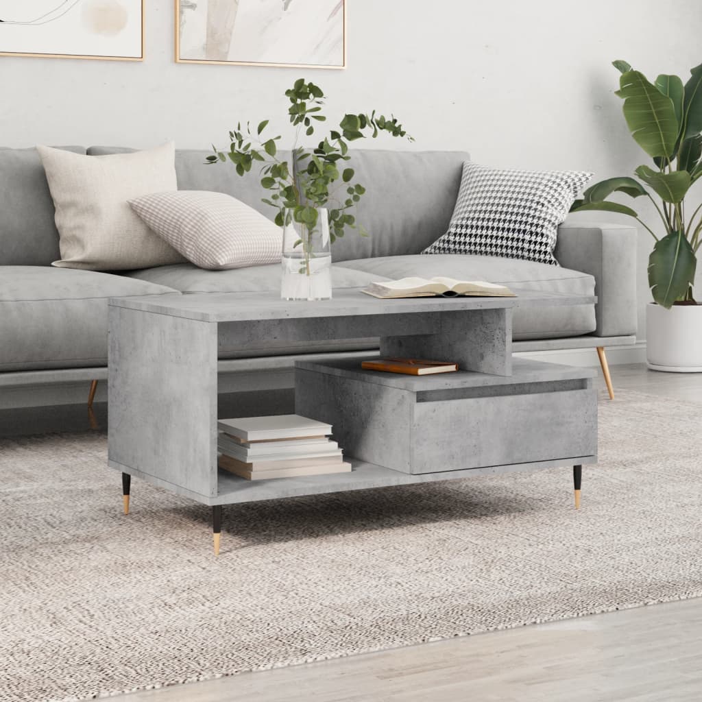 vidaXL Coffee Table Concrete Grey 90x49x45 cm Engineered Wood