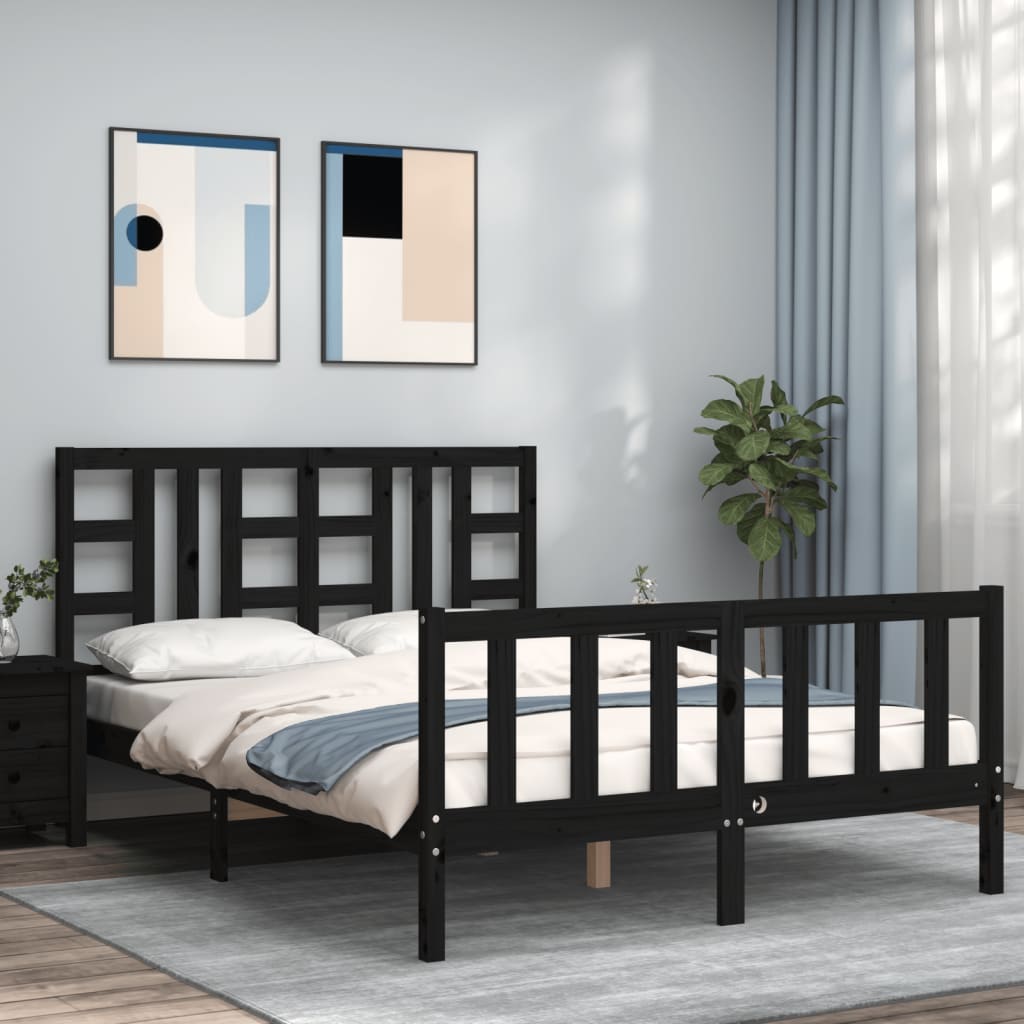 vidaXL Bed Frame without Mattress Black 160x200 cm Solid Wood Pine