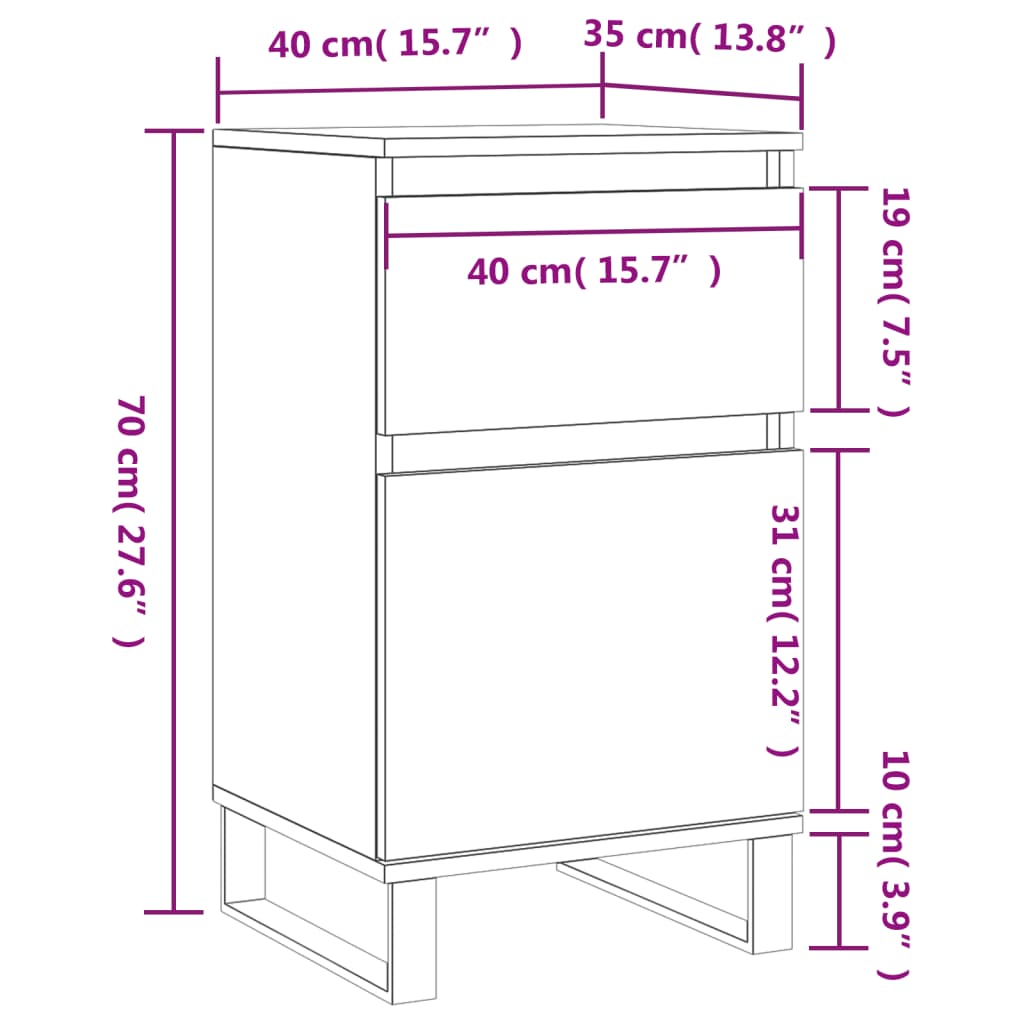 vidaXL Sideboard Concrete Grey 40x35x70 cm Engineered Wood