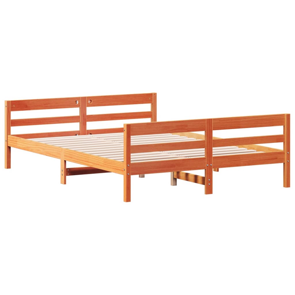 vidaXL Bed Frame without Mattress Wax Brown 120x200 cm Solid Wood Pine