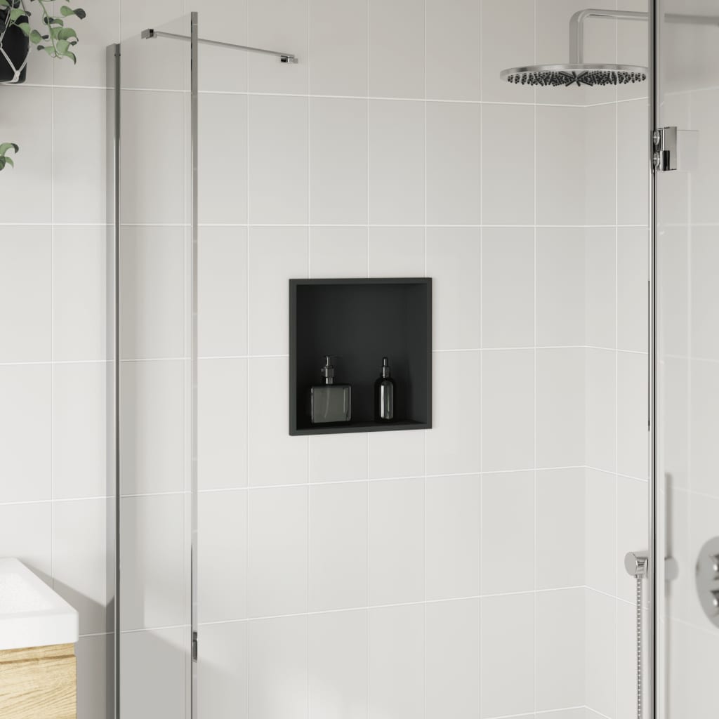 vidaXL Shower Niche Matt Black 32x32x9 cm Stainless Steel