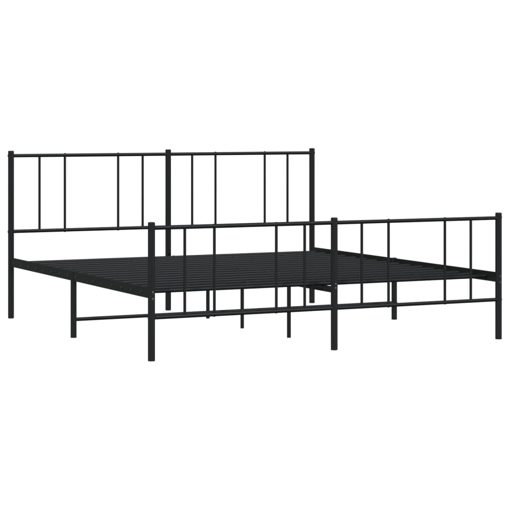 vidaXL Metal Bed Frame without Mattress with Footboard Black 193x203 cm