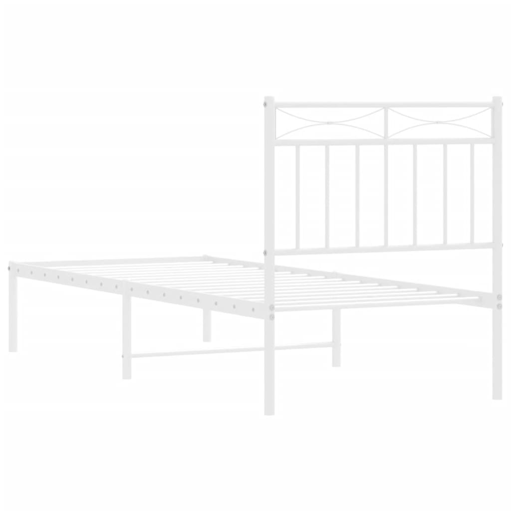 vidaXL Metal Bed Frame without Mattress with Headboard White 80x200 cm